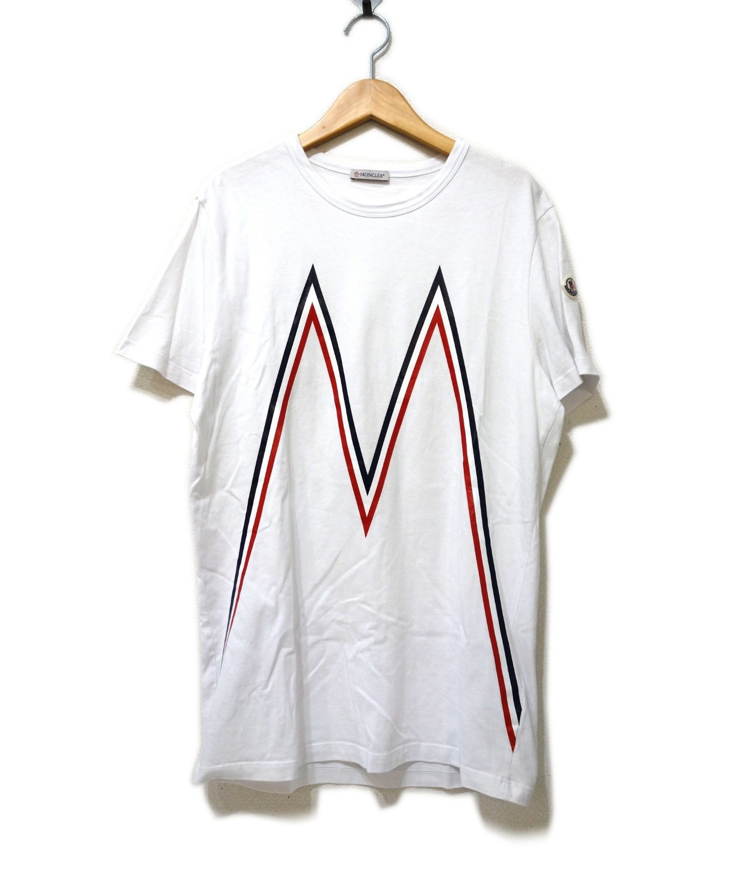 Moncler モンクレール Mロゴカットソー Maglia T Shirt ホワイト サイズ M 19 aw E 90t ブランド古着の通販サイト ブランドコレクト