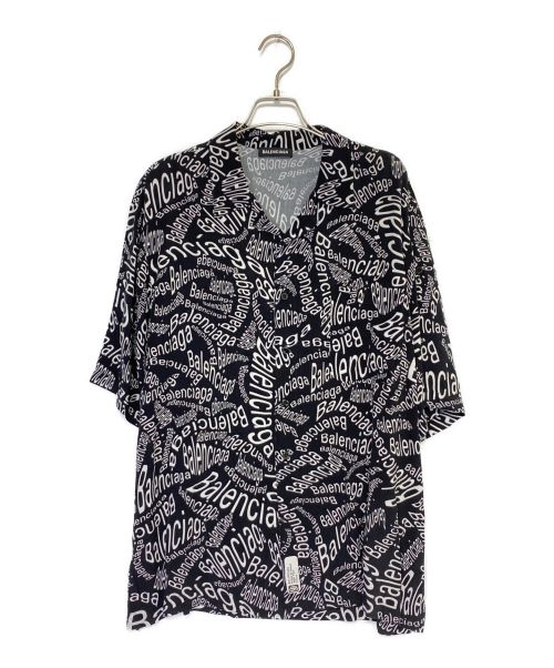 BALENCIAGA (バレンシアガ) Logo patterned shirt ブラック サイズ:SIZE 38｜ブランド古着の通販サイト