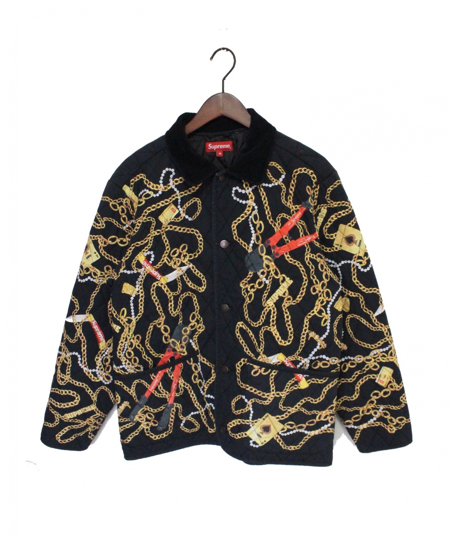 SUPREME (シュプリーム) Chains Quilted Jacket ベージュ×ブラック サイズ:M｜ブランド古着の通販サイト