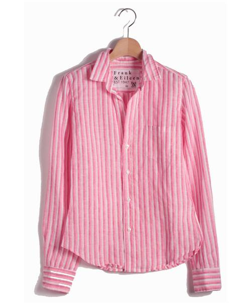 Frank&Eileen (フランクアンドアイリーン) リネンストライプシャツ ピンク×ホワイト サイズ:XS｜ブランド古着の通販サイト