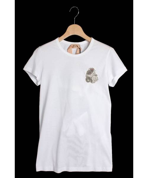 N21 numero ventuno (ヌメロ ヴェントゥーノ) ビジューモチーフTシャツ ホワイト サイズ:38 未使用品 ｜ブランド古着の