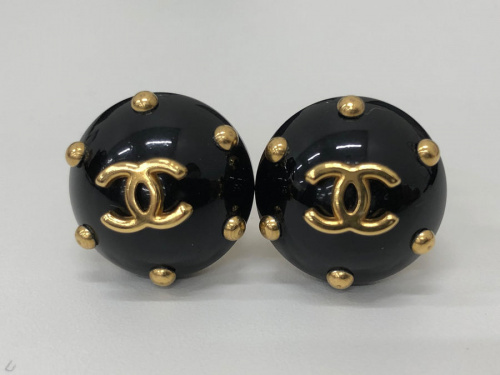 CHANEL シャネル ココマーク イヤリング ブラック ゴールド 96C CHANEL シャネル ココマーク イヤリング ブラック ゴールド 96C