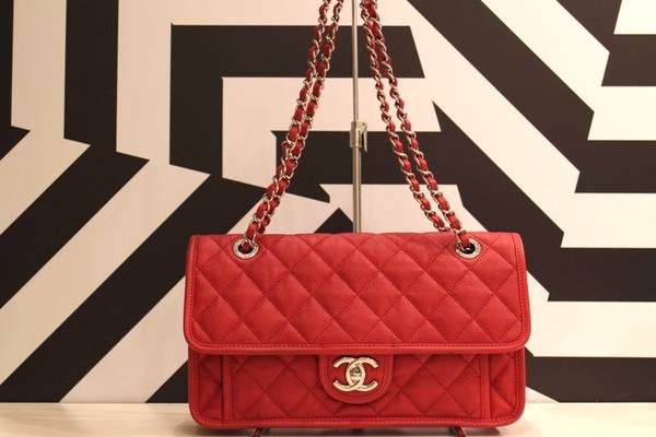 CHANEL フレンチリビエラ チェーンバッグ コーラルレッド