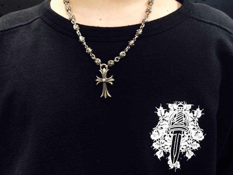 クロムハーツ Chrome Hearts Ch Crs Lg ラージch交える Wボロチップ シルバーグレー首飾り シルバー ブラック 総目方55 g Ss07 小物 中古 69 Rinkan B Climatictesting Com