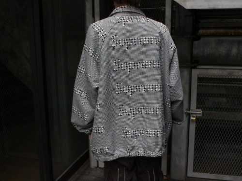 supreme houndstooth logos snap front jacket