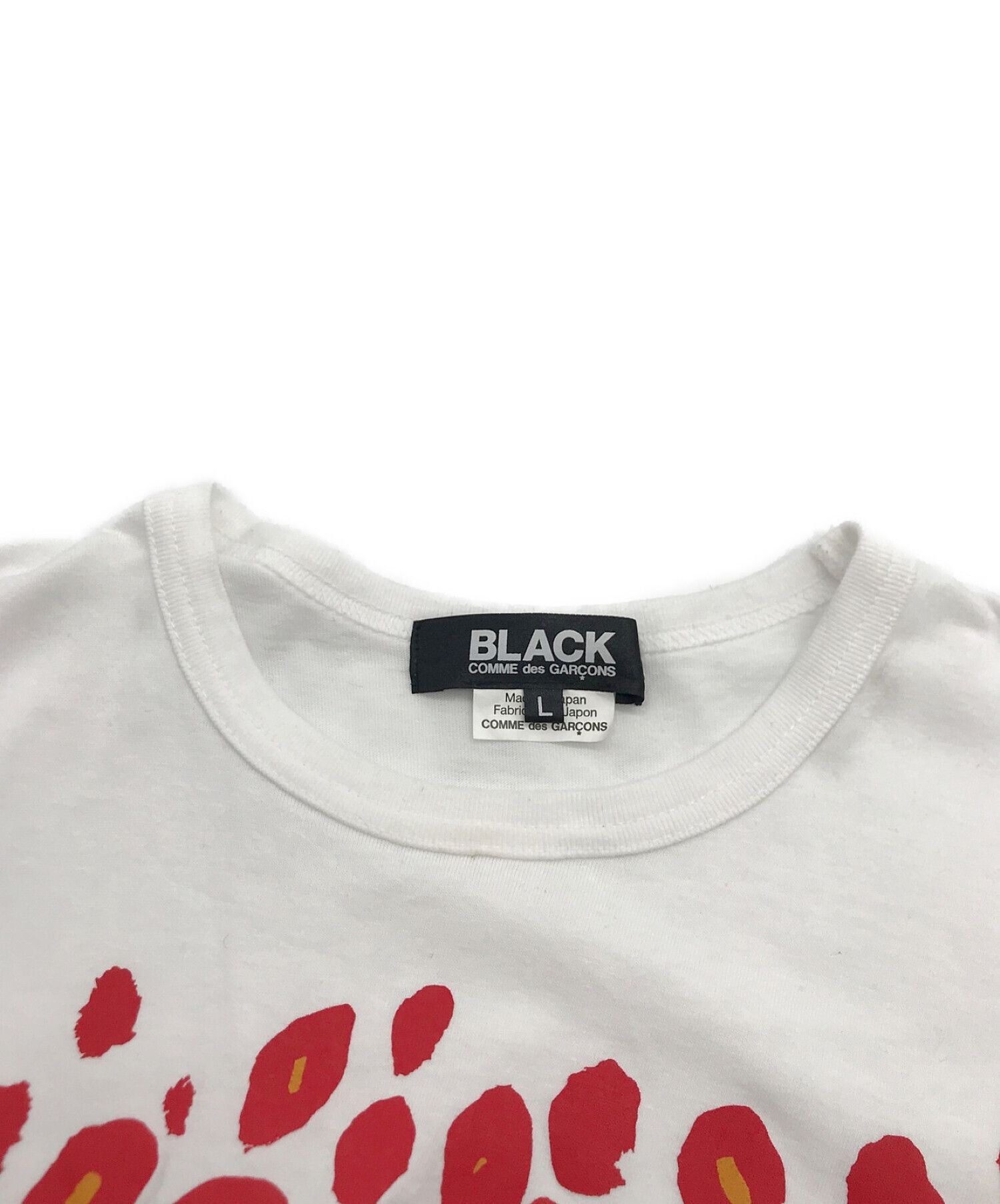 BLACK COMME des GARCONS (コムデギャルソン) イエローレオパード プリント Tシャツ ホワイト サイズ:L