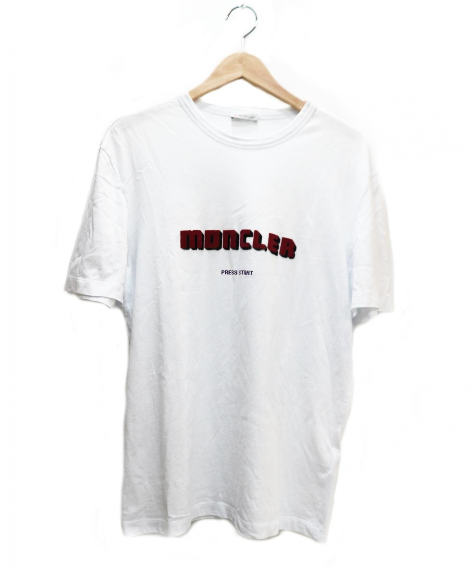 MONCLER (モンクレール) ロゴプリントTシャツ ホワイト×ボルドー 