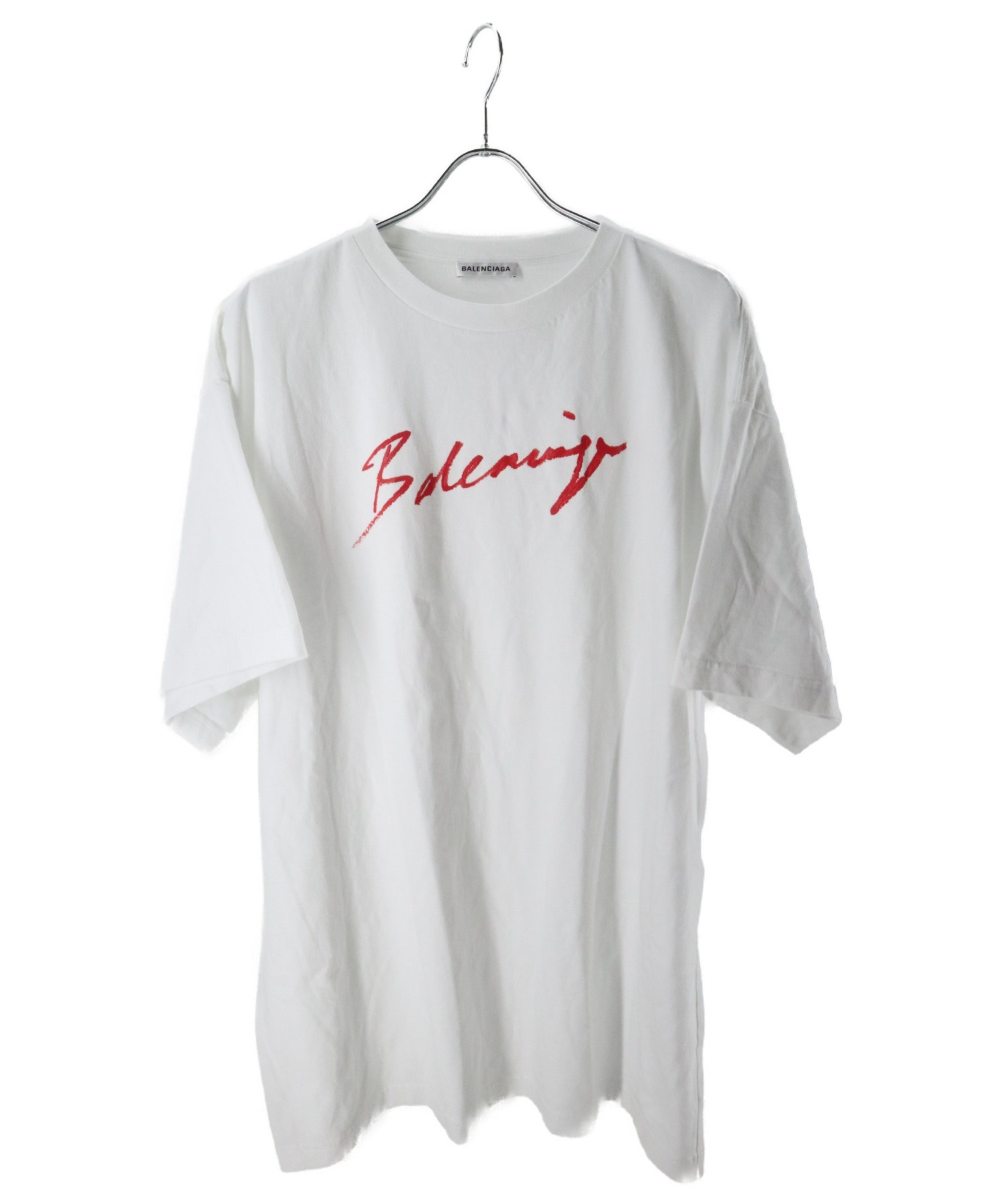 BALENCIAGA (バレンシアガ) シグネチャークロップドロゴTシャツ ホワイト サイズ:XS