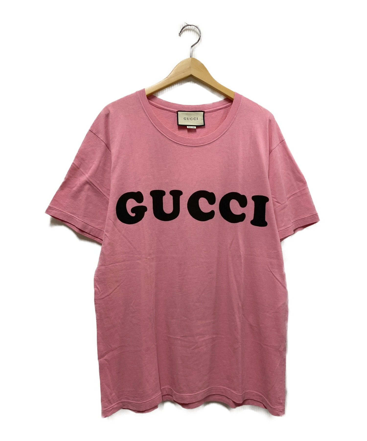 Gucci グッチ ダメージ加工ロゴtシャツ ピンク サイズ M Damage Logo Tee 18aw ブランド古着の通販サイト ブランドコレクト