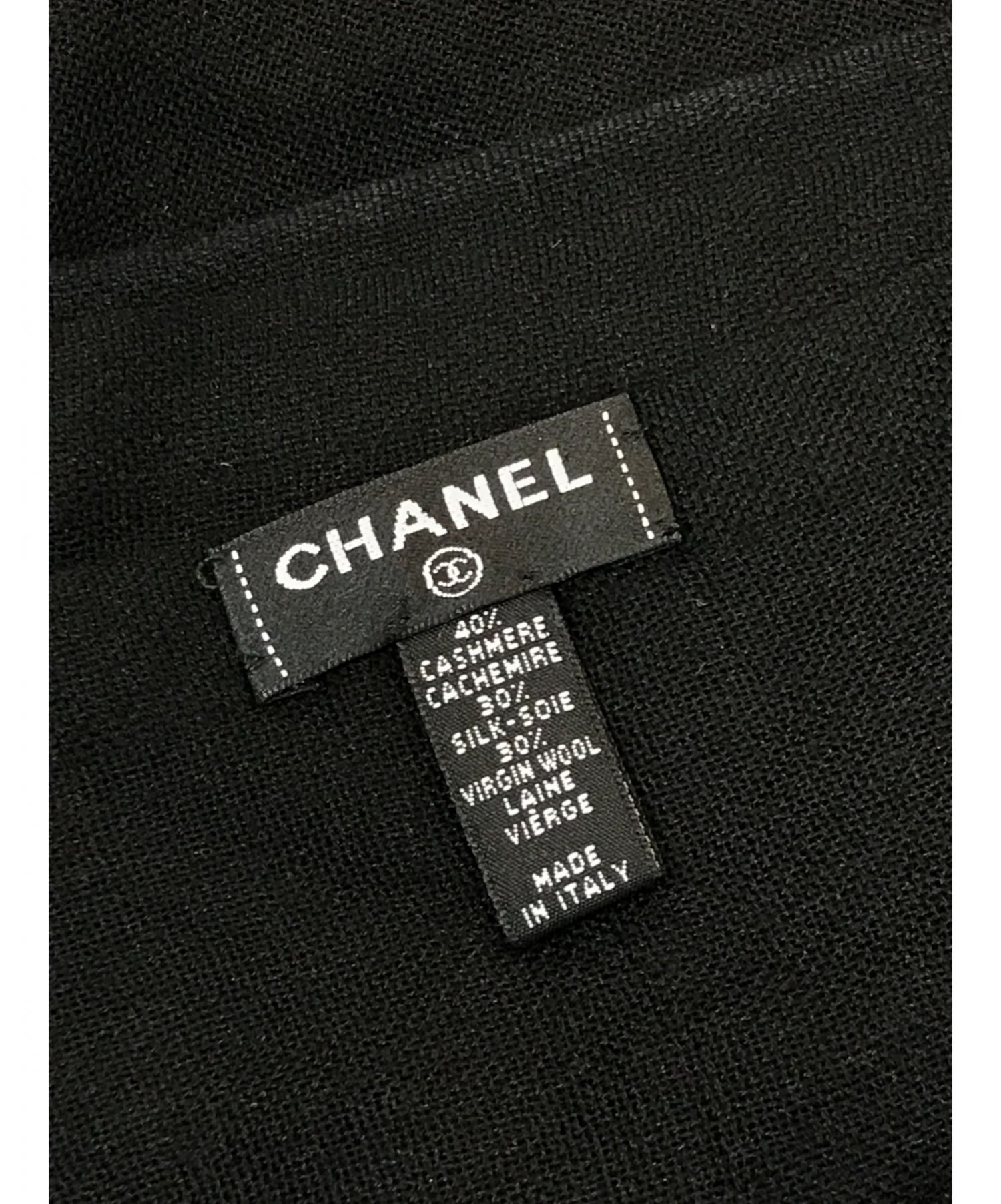 シャネル CHANEL デカココマーク ロングマフラー/ロゴ ファッション小物 マフラー ウール ブラック