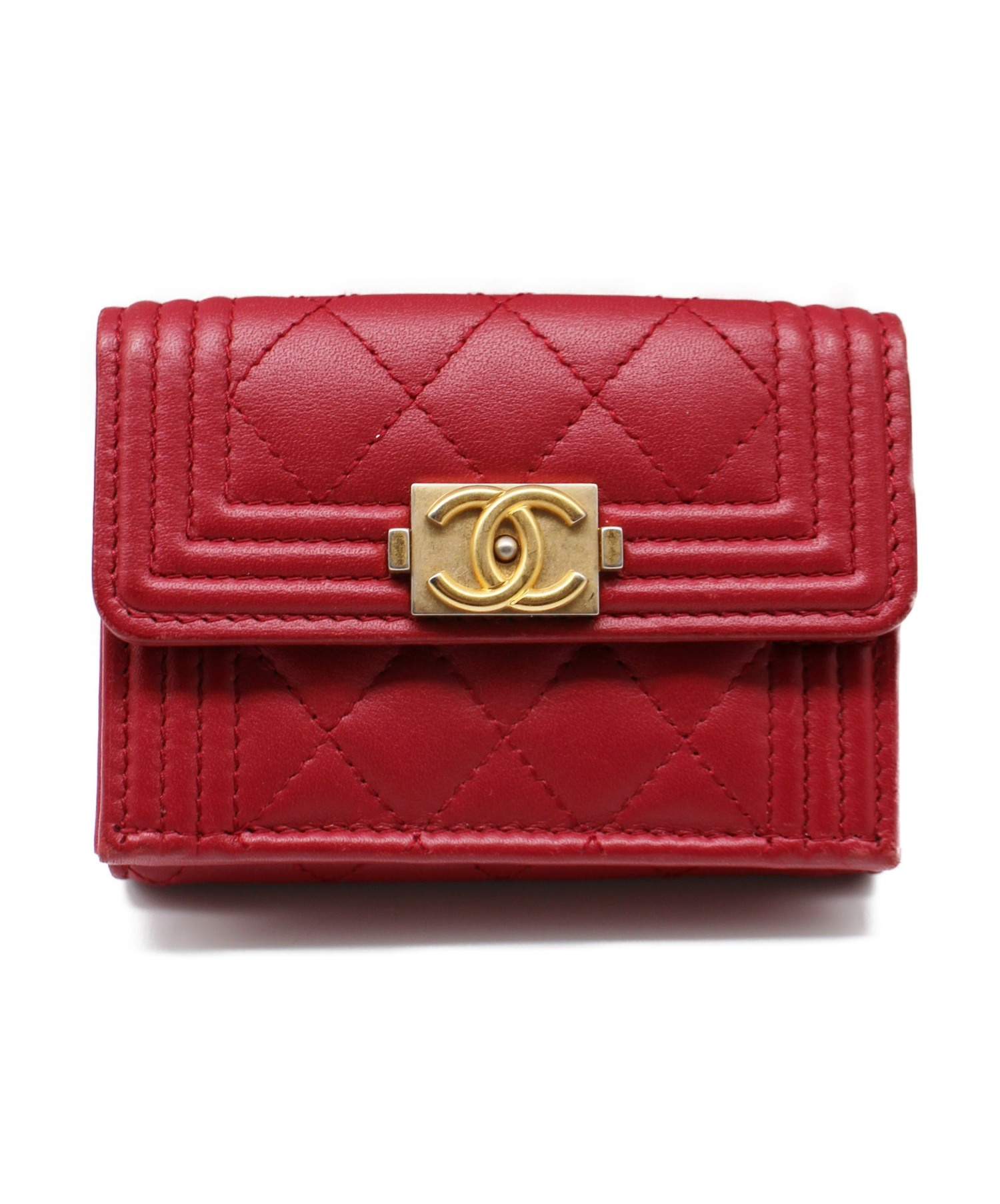 CHANEL (シャネル) ボーイシャネル/ミニ財布 レッド ボーイシャネル 84432 レザー 26702408