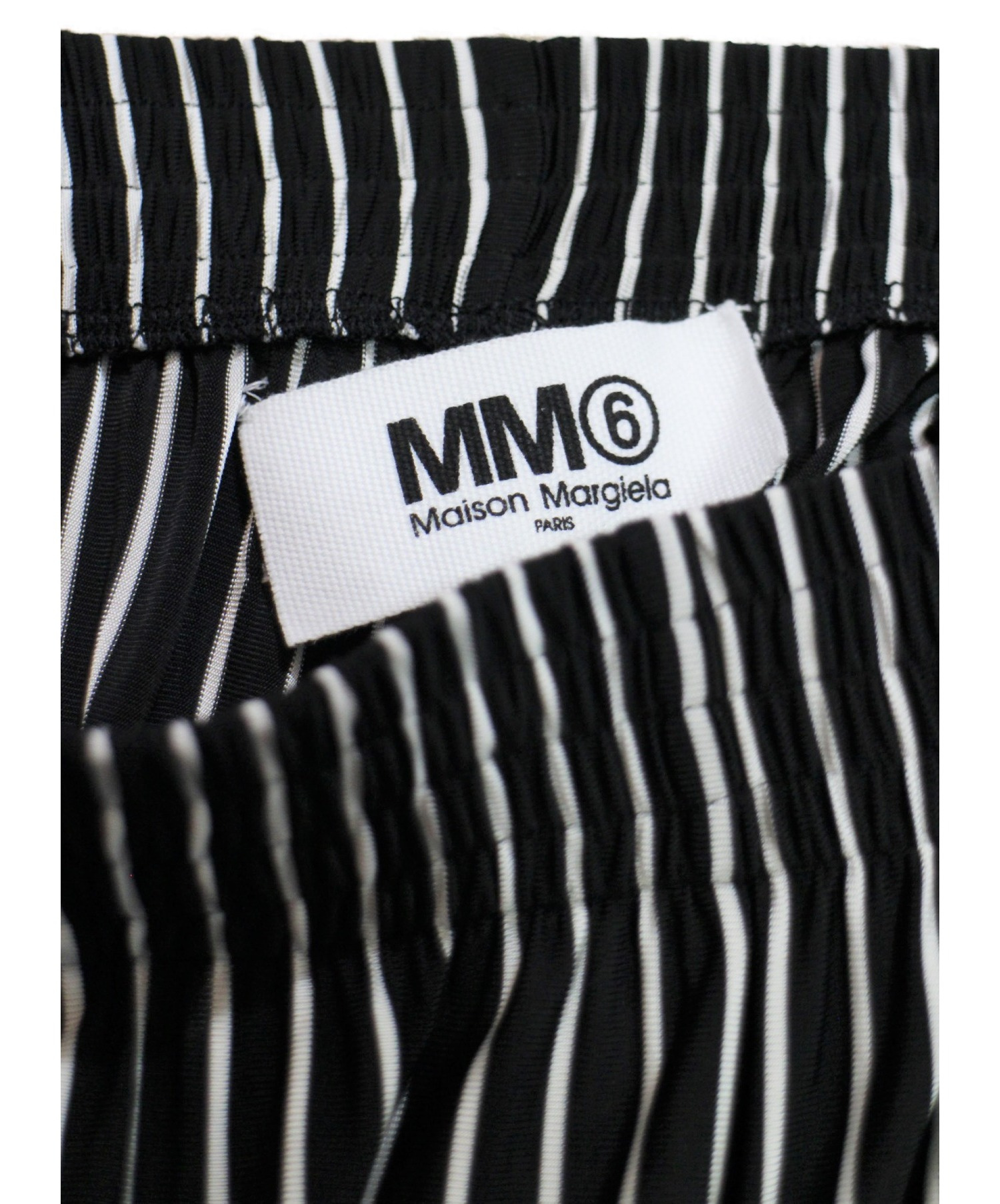 MM6 Maison Margiela (エムエムシックス メゾンマルジェラ) ストライプワイドパンツ ブラック サイズ:S