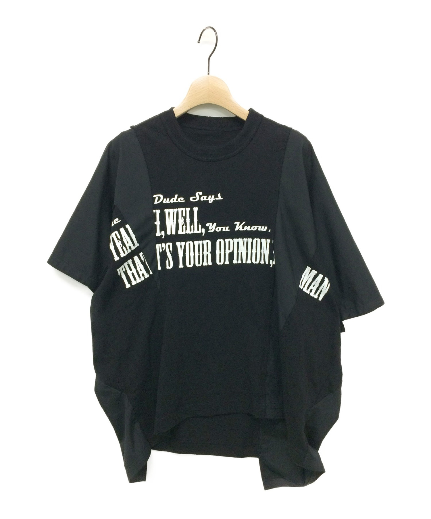 sacai (サカイ) ×THE BIG LEBOWSKI 再構築Tシャツ ブラック サイズ:2
