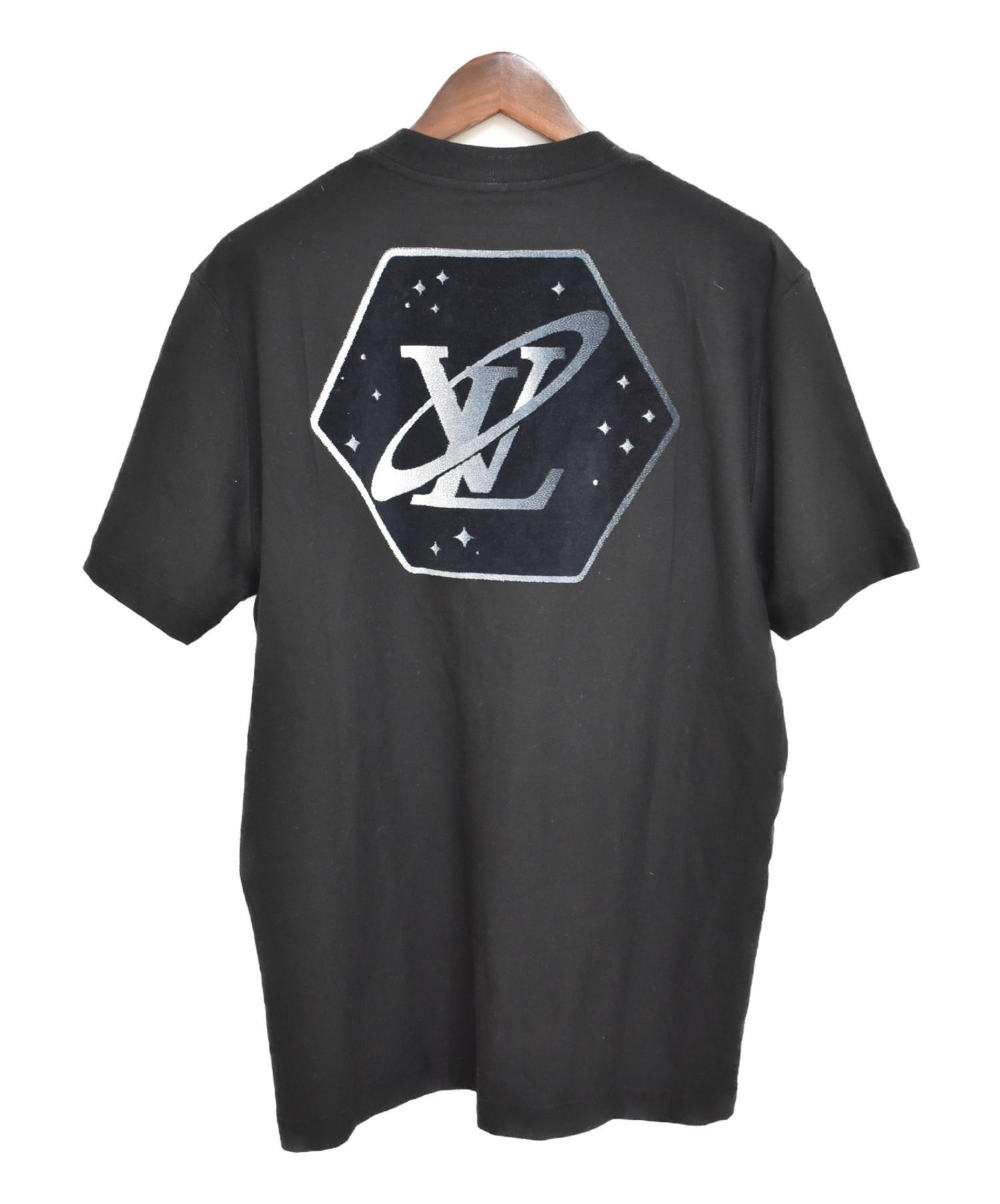 LOUIS VUITTON (ルイ・ヴィトン) ジャガードベロアLVサテライトTシャツ ブラック サイズ:M 未使用品
