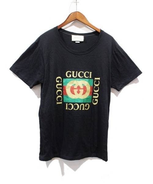 GUCCI (グッチ) 17AW/ラメプリントTシャツ ブラック サイズ:S 