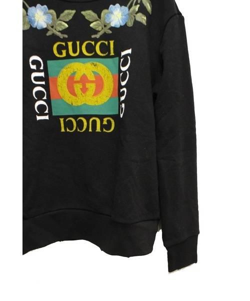 GUCCI (グッチ) LOVEDスタッズロゴスウェットシャツ ブラック サイズ:XS