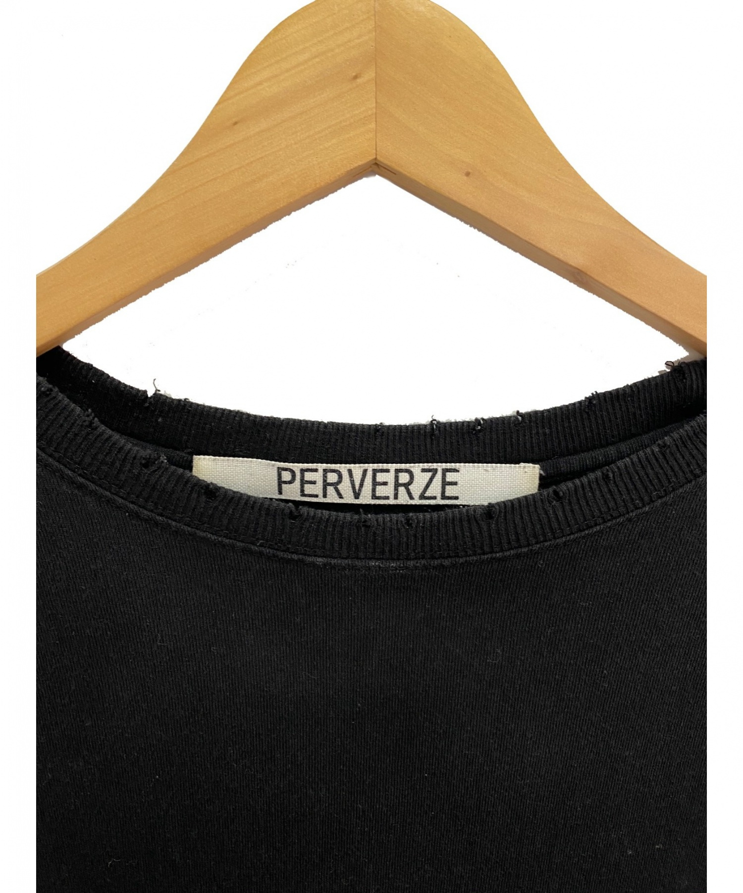 PERVERZE (パーバーズ) ダメージ加工カットソー ブラック サイズ:F