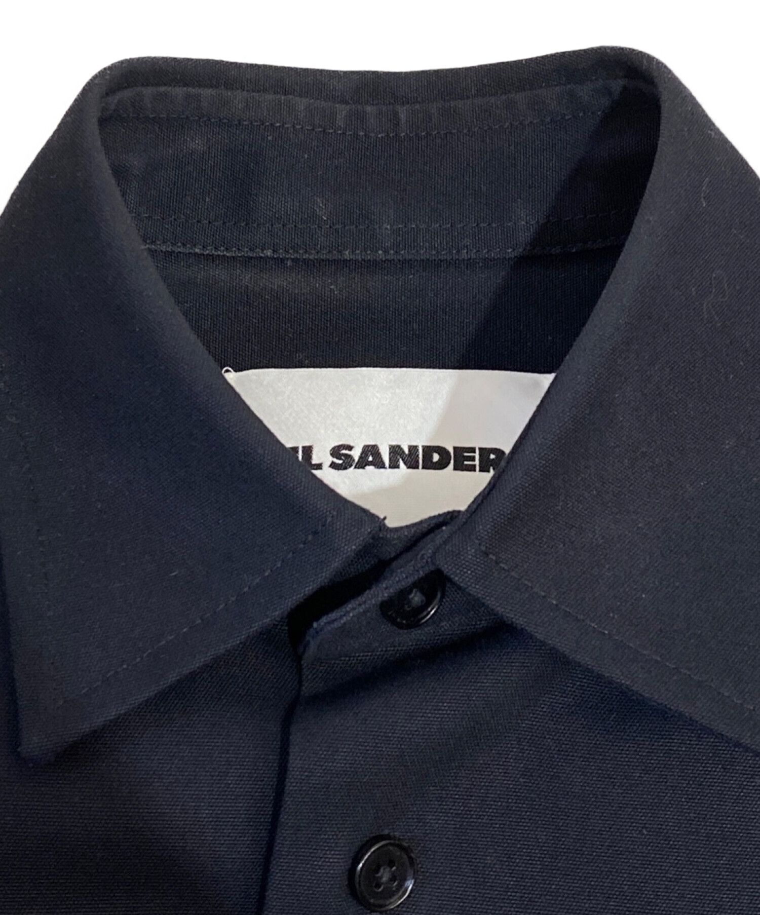 JIL SANDER (ジルサンダー) フロント刺繍シャツ ブラック サイズ:15/38 