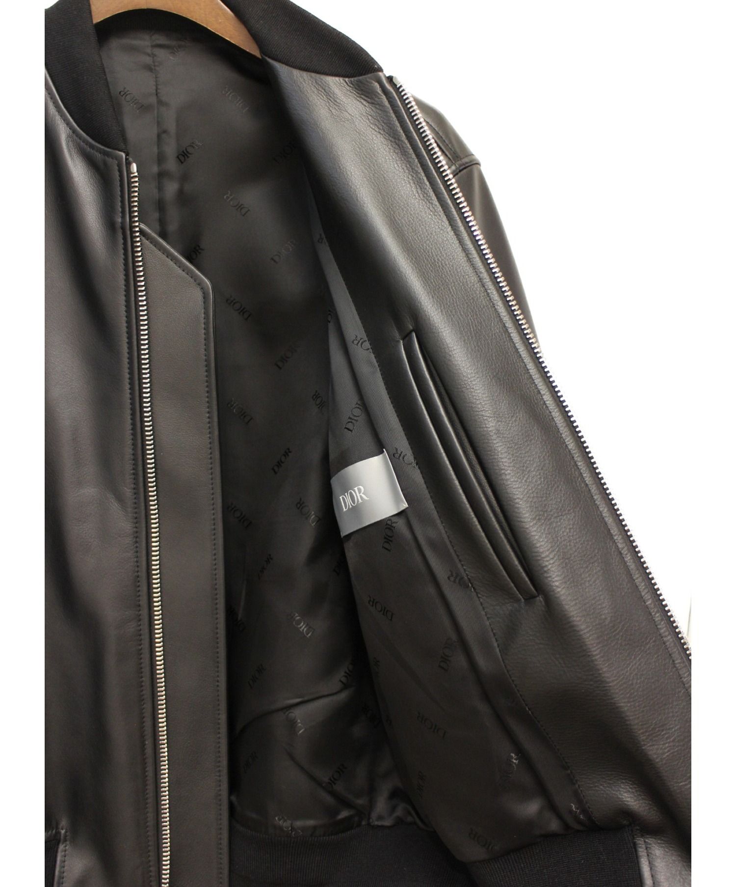 Dior (ディオール) レザーボンバージャケット ブラック サイズ:44
