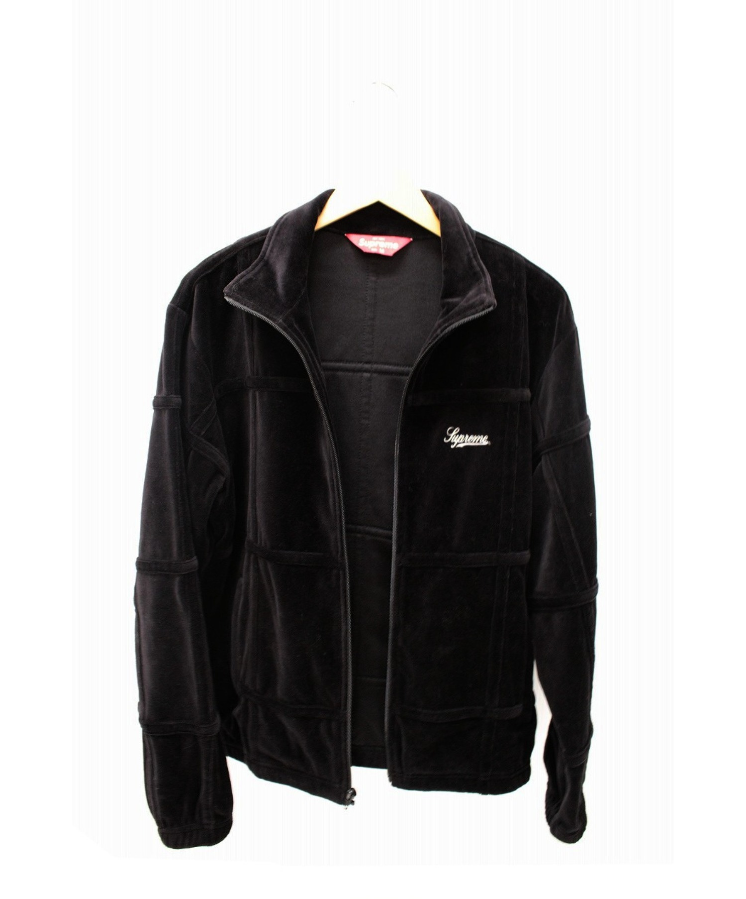 Supreme (シュプリーム) グリッドテーピングベロアジャケット ブラック サイズ:M Grid Taping Velour Jacket