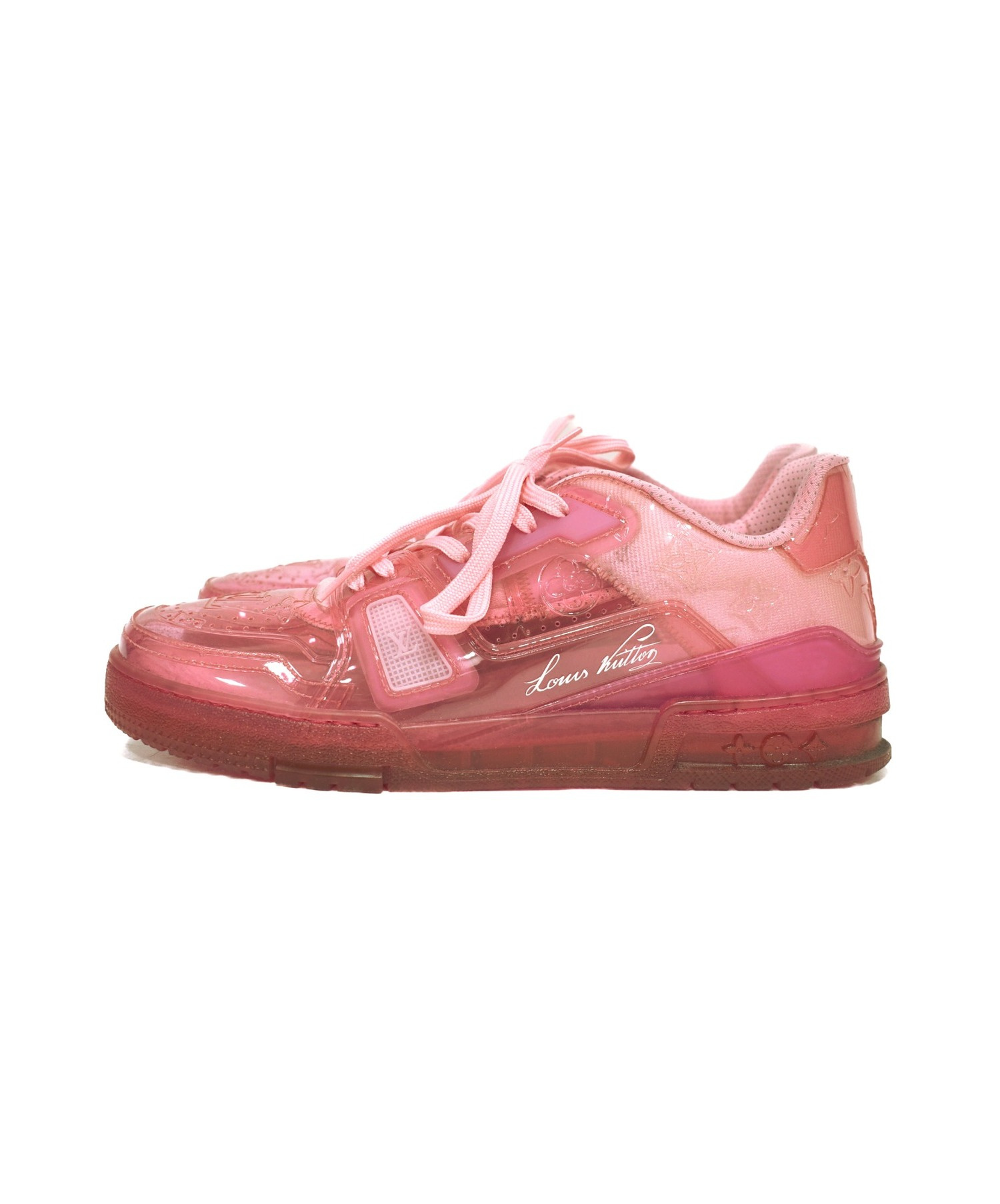 LOUIS VUITTON (ルイヴィトン) トレイナーラインスニーカー ピンク サイズ:7 1/2 GO 1210 1A5YQV Trainer  Line Sneakers