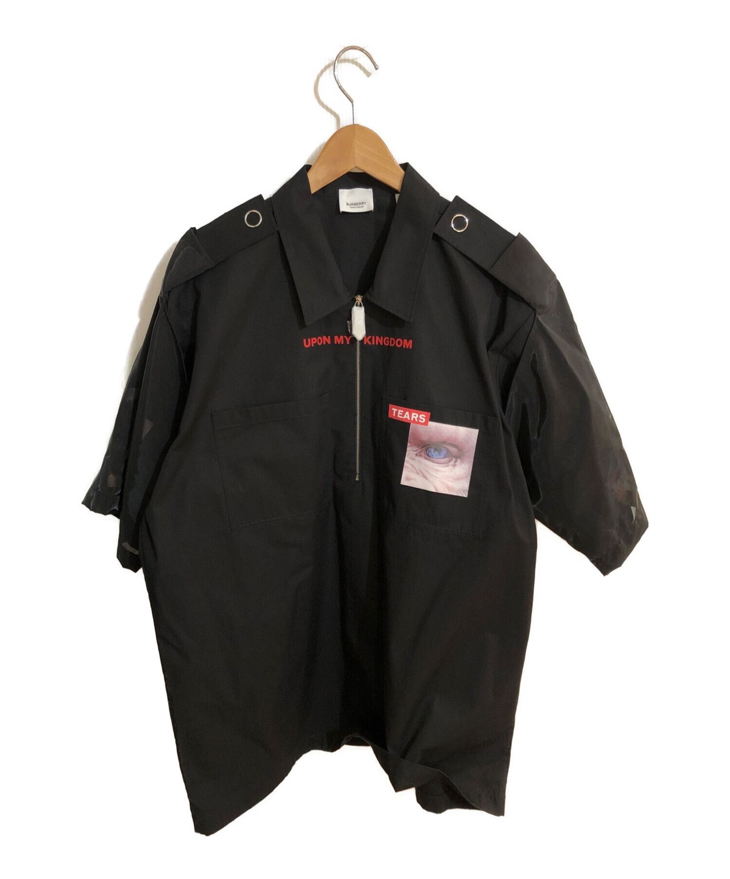 BURBERRY (バーバリー) Montage Print Cotton Shirt / モンタージュ コットン プリント シャツ ブラック  サイズ:Ｌ