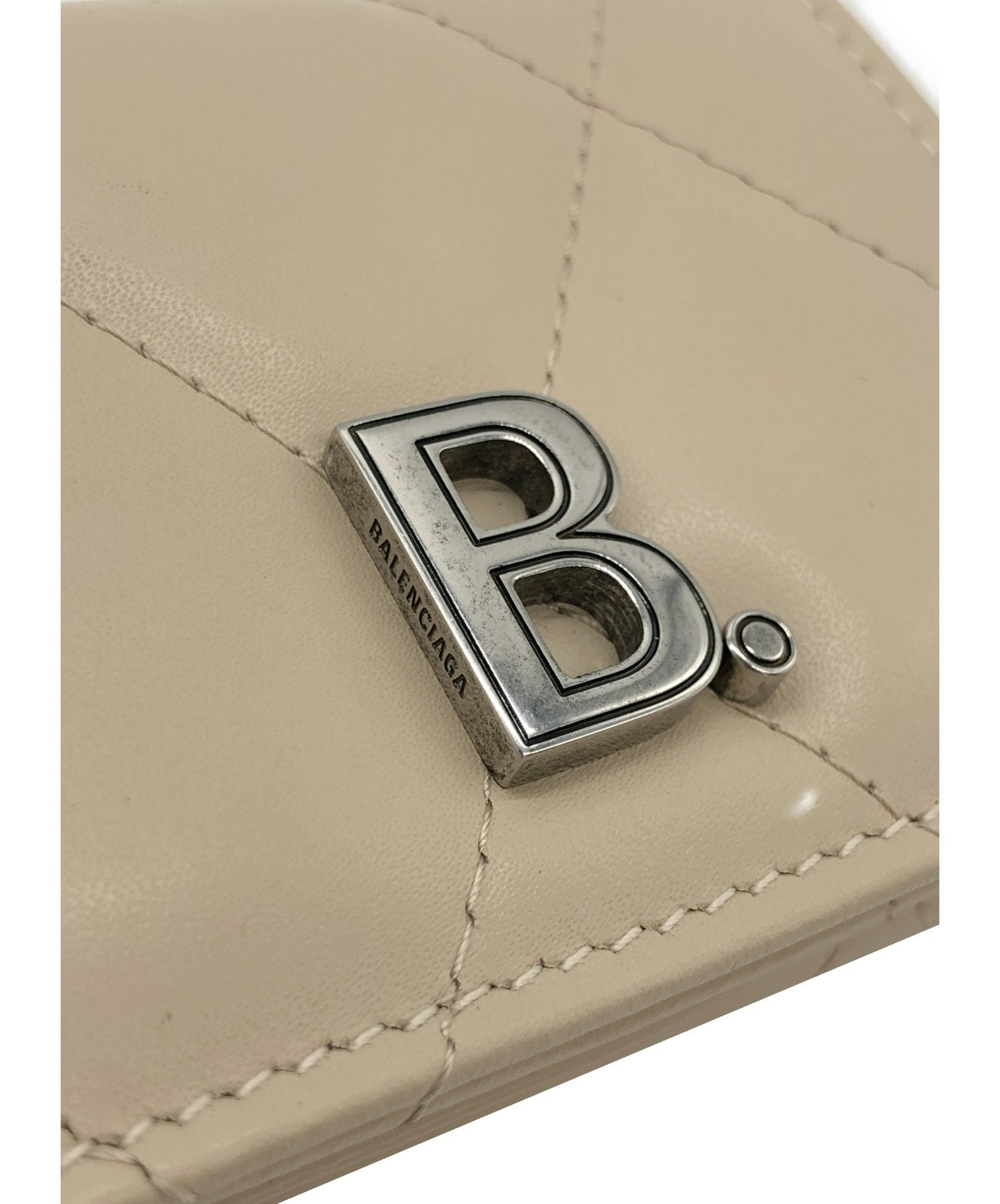 BALENCIAGA (バレンシアガ) Bロゴコンパクト3つ折り財布 ベージュ 
