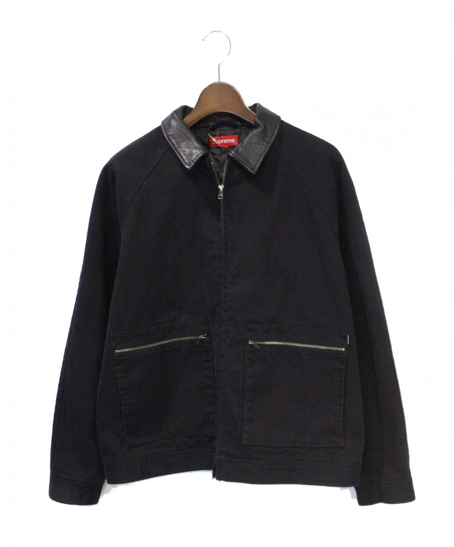 supreme (シュプリーム) Leather Collar Work Jacket ブラック サイズ:Ｌ