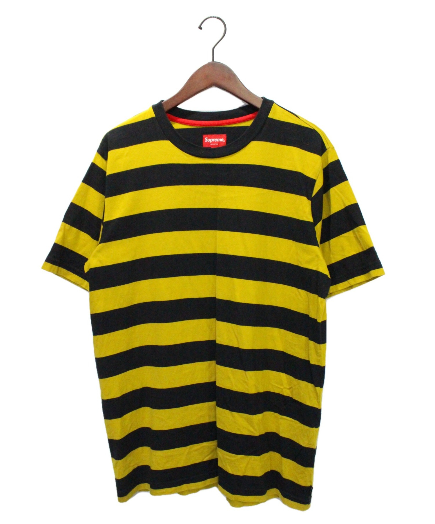 SUPREME (シュプリーム) ボーダーTシャツ イエロー×ブラック サイズ:Ｌ｜ブランド古着の通販サイト【ブランドコレクト】