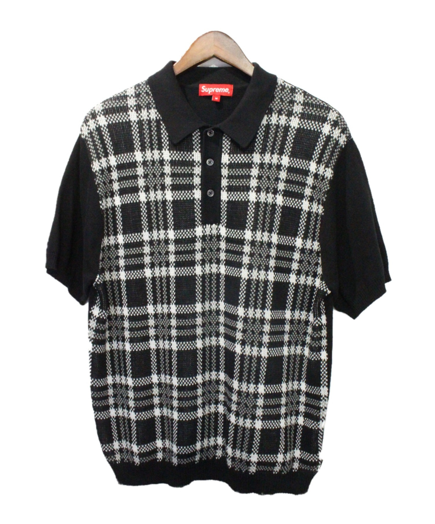 supreme plaid knit polo