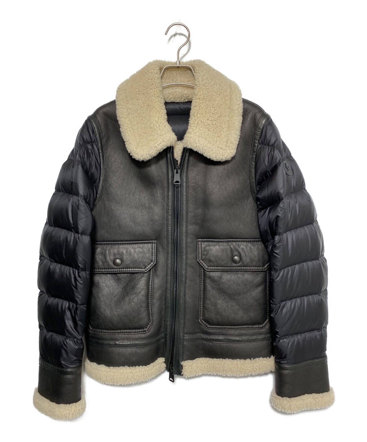 サイズ1 定価58万!! Moncler レザー×ムートンダウンジャケット - アウター