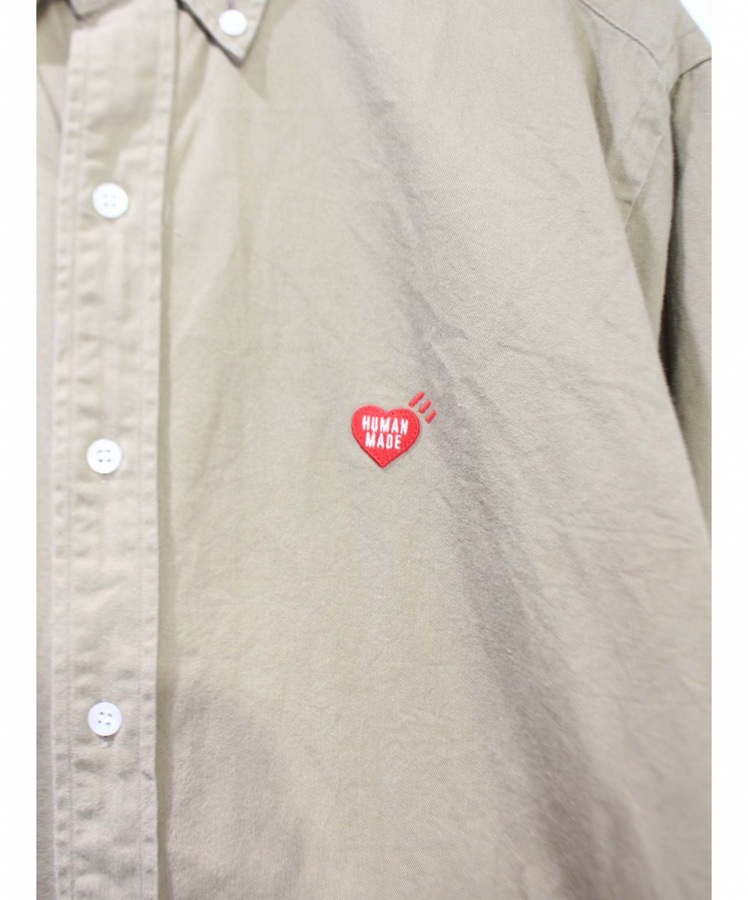 HUMAN MADE (ヒューマンメイド) ハート刺繍BDシャツ ベージュ サイズ:XL