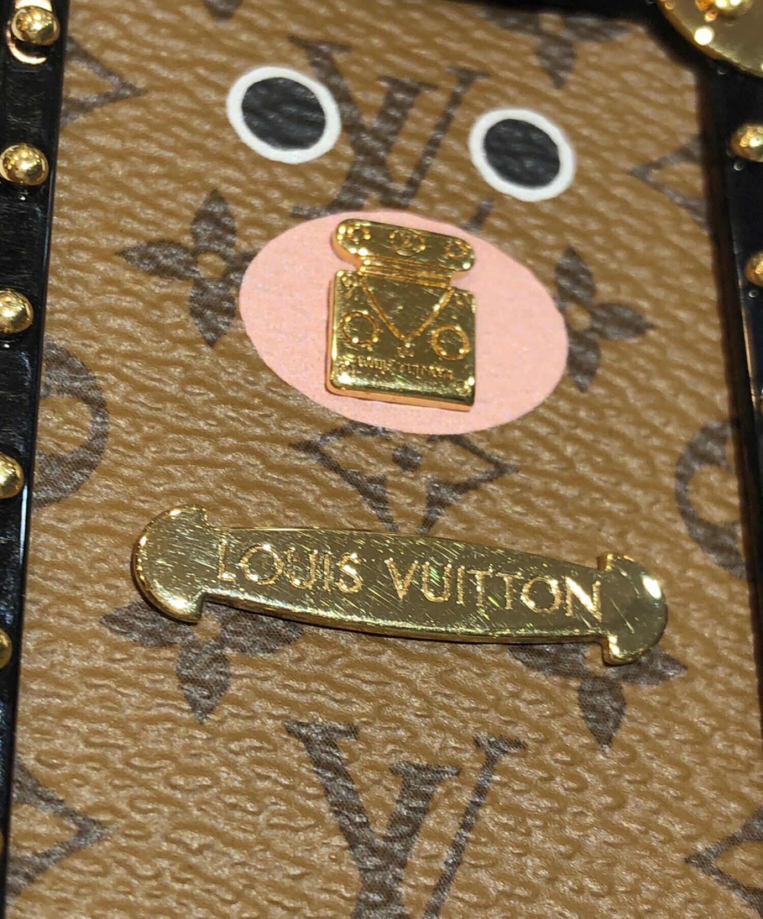 LOUIS VUITTON (ルイ ヴィトン) モノグラムリバース ビジューサック ワイルドファー チャーム キーホルダー