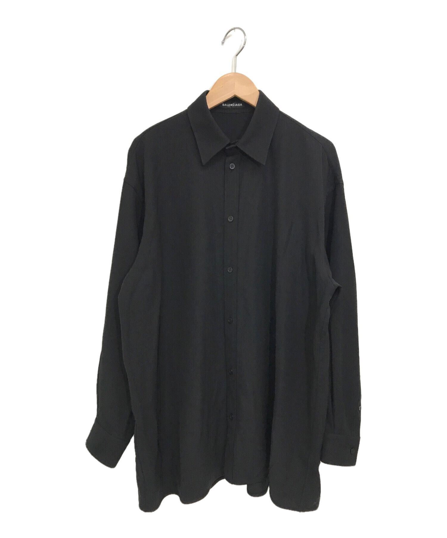 BALENCIAGA (バレンシアガ) ウールレーヨンオーバーサイズシャツ ブラック サイズ:37