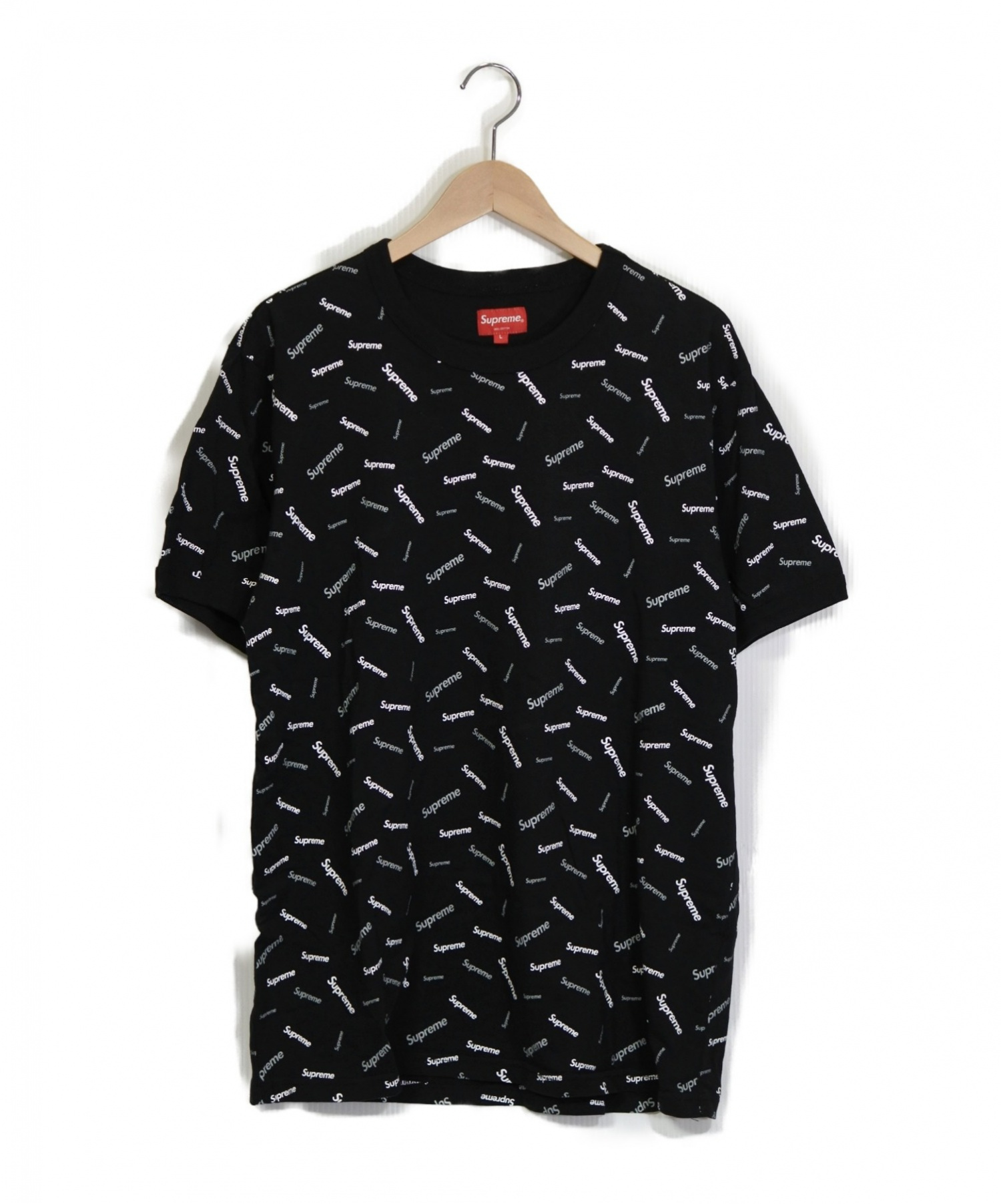 Supreme シュプリーム 18fw Scatter Ringer Tee Box Lo ブラック サイズ L 総柄 ボックスロゴ リンガー Tシャツ ブランド古着の通販サイト ブランドコレクト