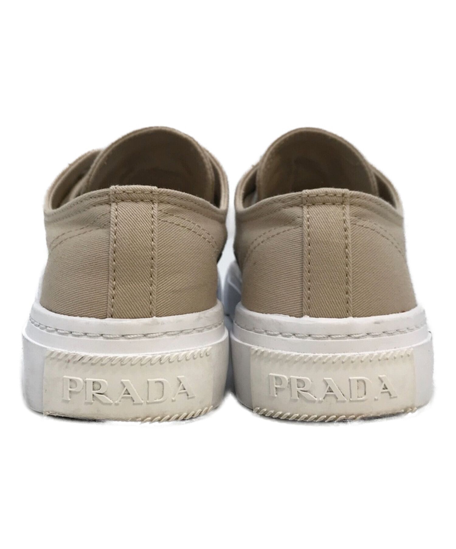 PRADA (プラダ) キャンバスローカットスニーカー ベージュ サイズ:35