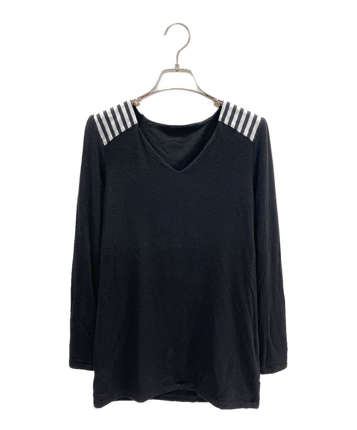 BORDERS at BALCONY (ボーダーズアットバルコニー) LYOCELL YOKE TEE ブラック サイズ:38