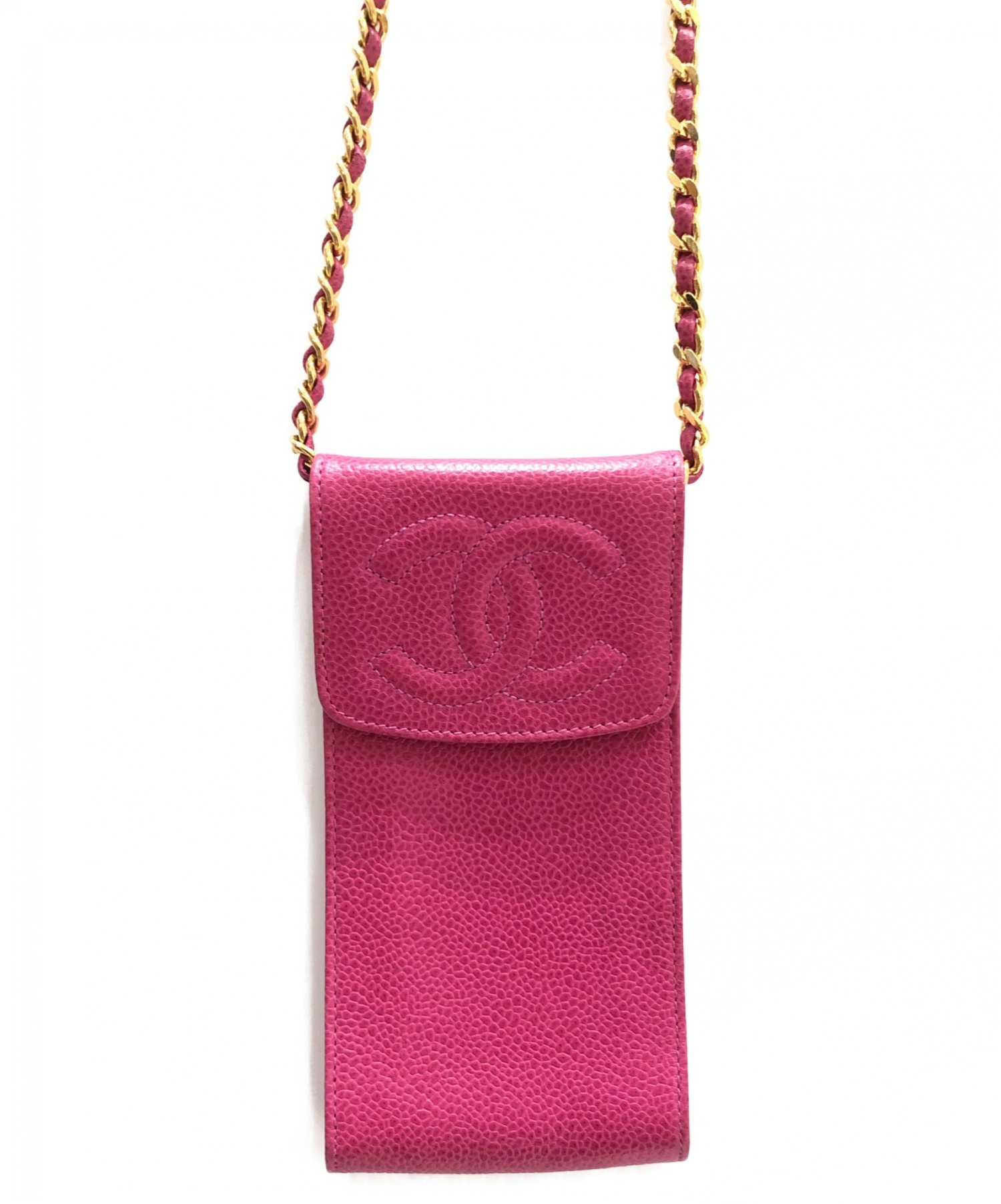 Chanel シャネル ショルダーポーチ ピンク サイズ キャビアスキン ブランド古着の通販サイト ブランドコレクト