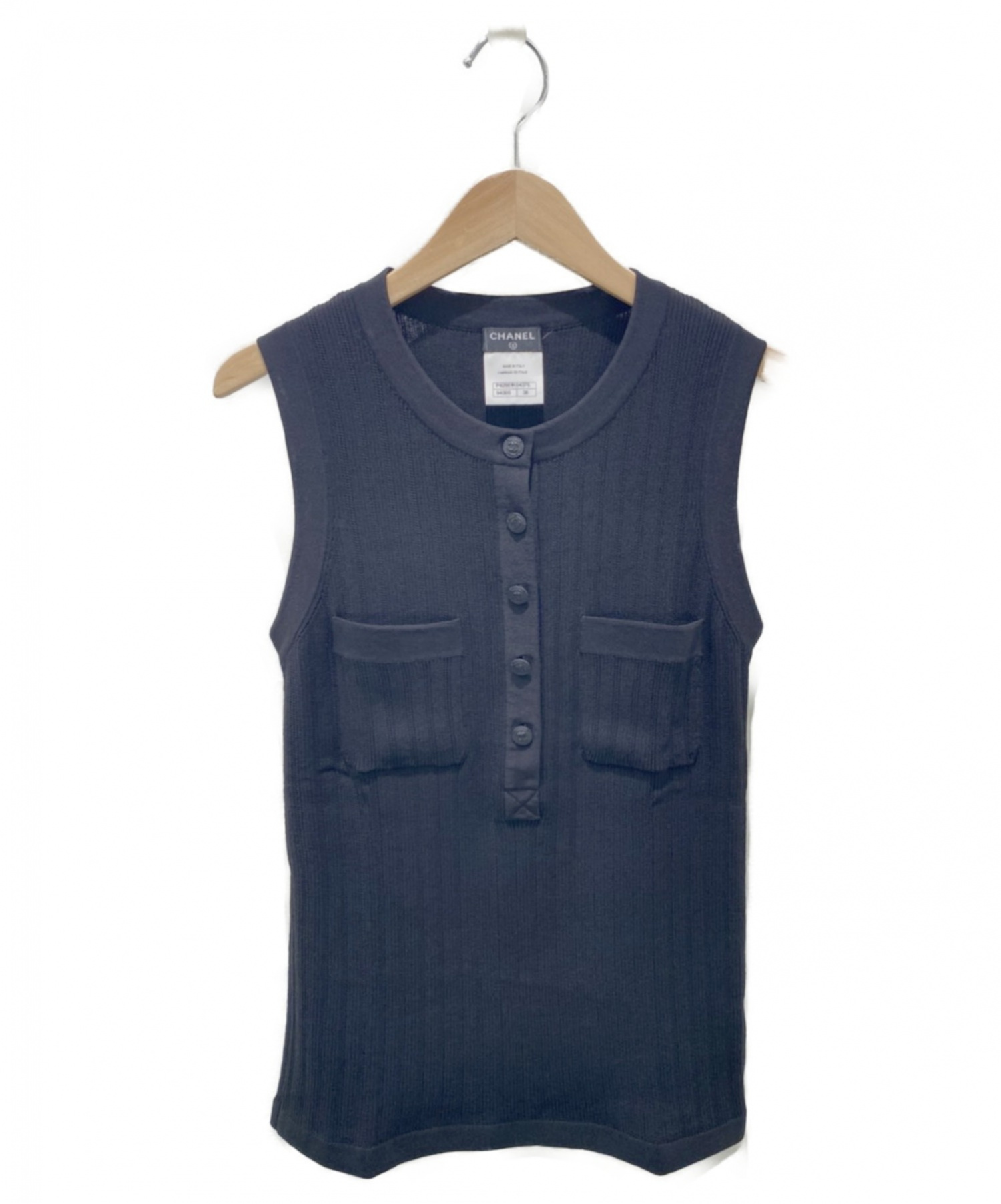 公式正規店 シャネルトップスノースリーブ38 Tシャツ/カットソー(半袖/袖なし)