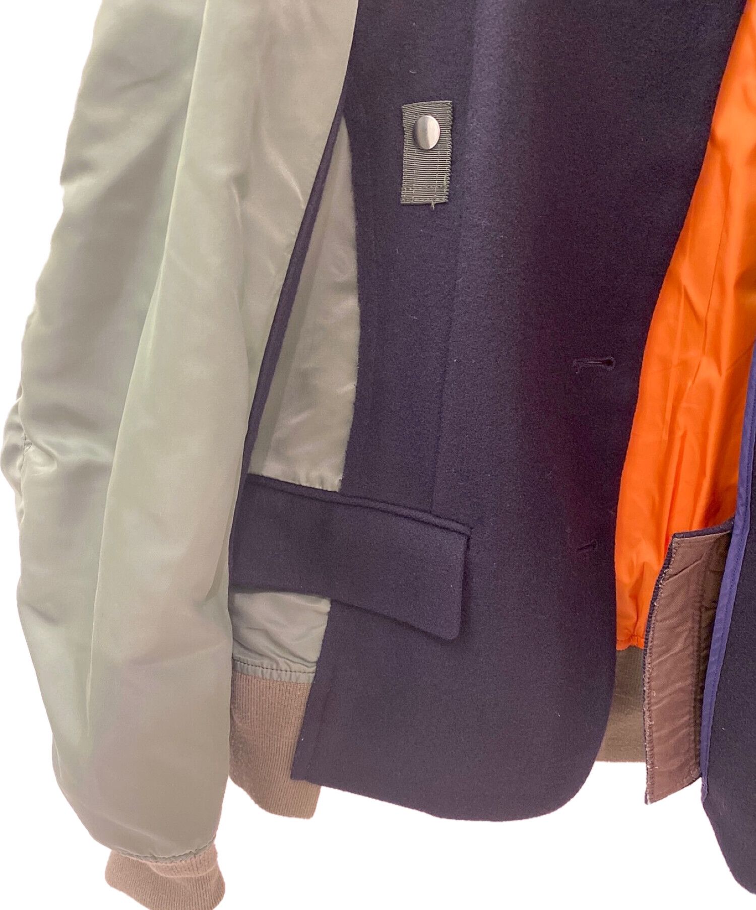 sacai (サカイ) 異素材ドッキングジャケット グリーン×ネイビー サイズ 