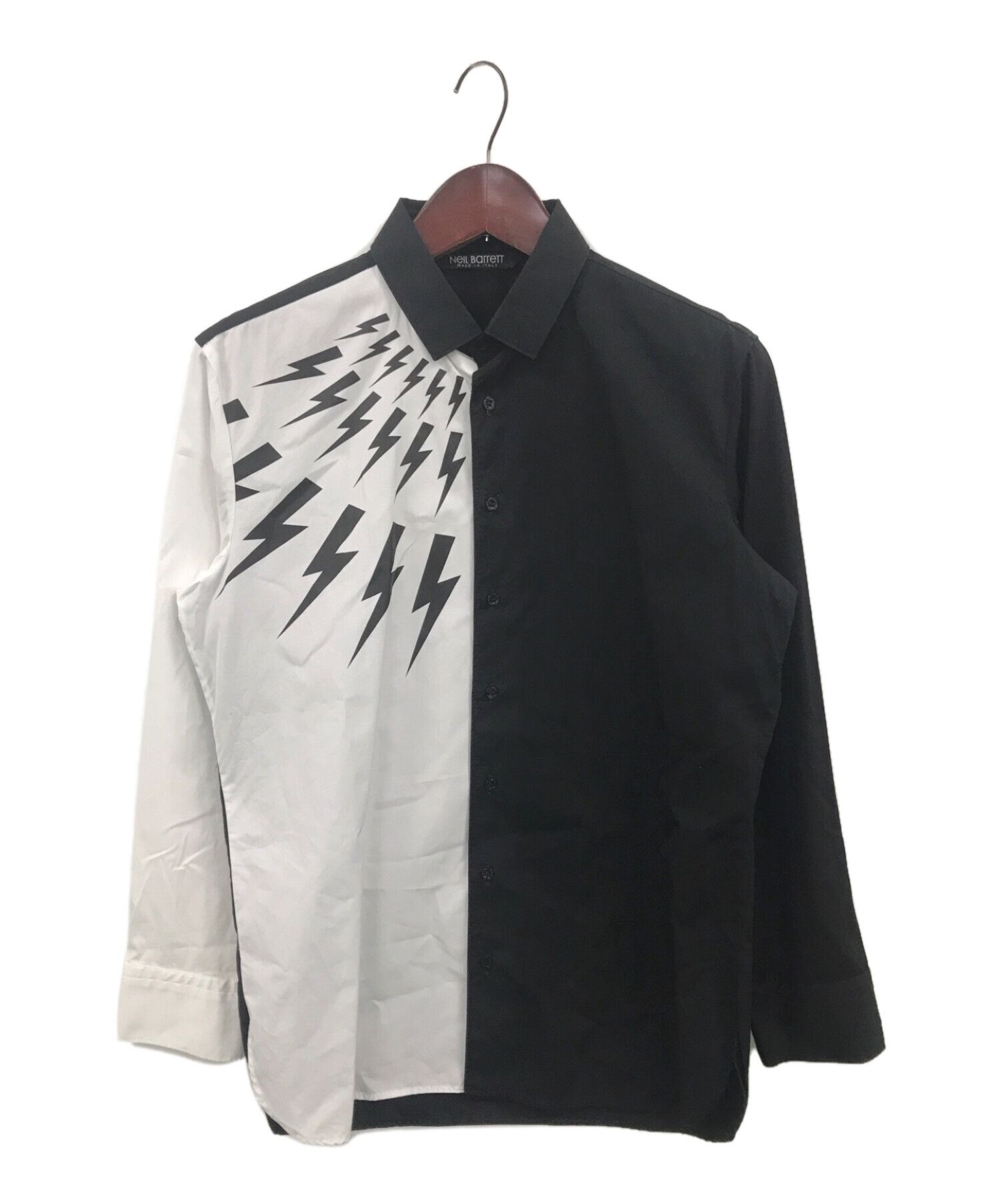 NEIL BARRETT (ニールバレット) バイカラーサンダーシャツ ブラック×ホワイト サイズ:M｜ブランド古着の通販サイトブランドコレクト