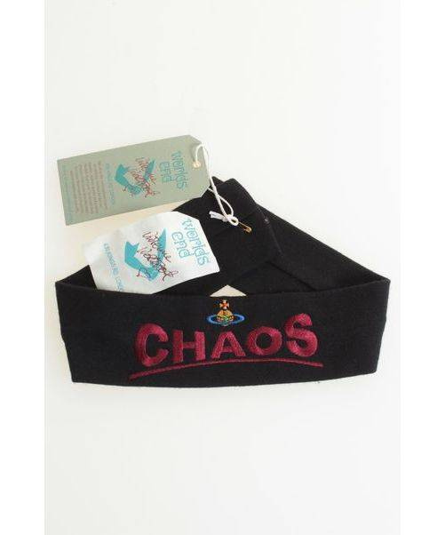 Vivienne Westwood（ヴィヴィアンウエストウッド） worlds end限定 CHAOS刺繍ウールヘアバンド ブラック 未使用品